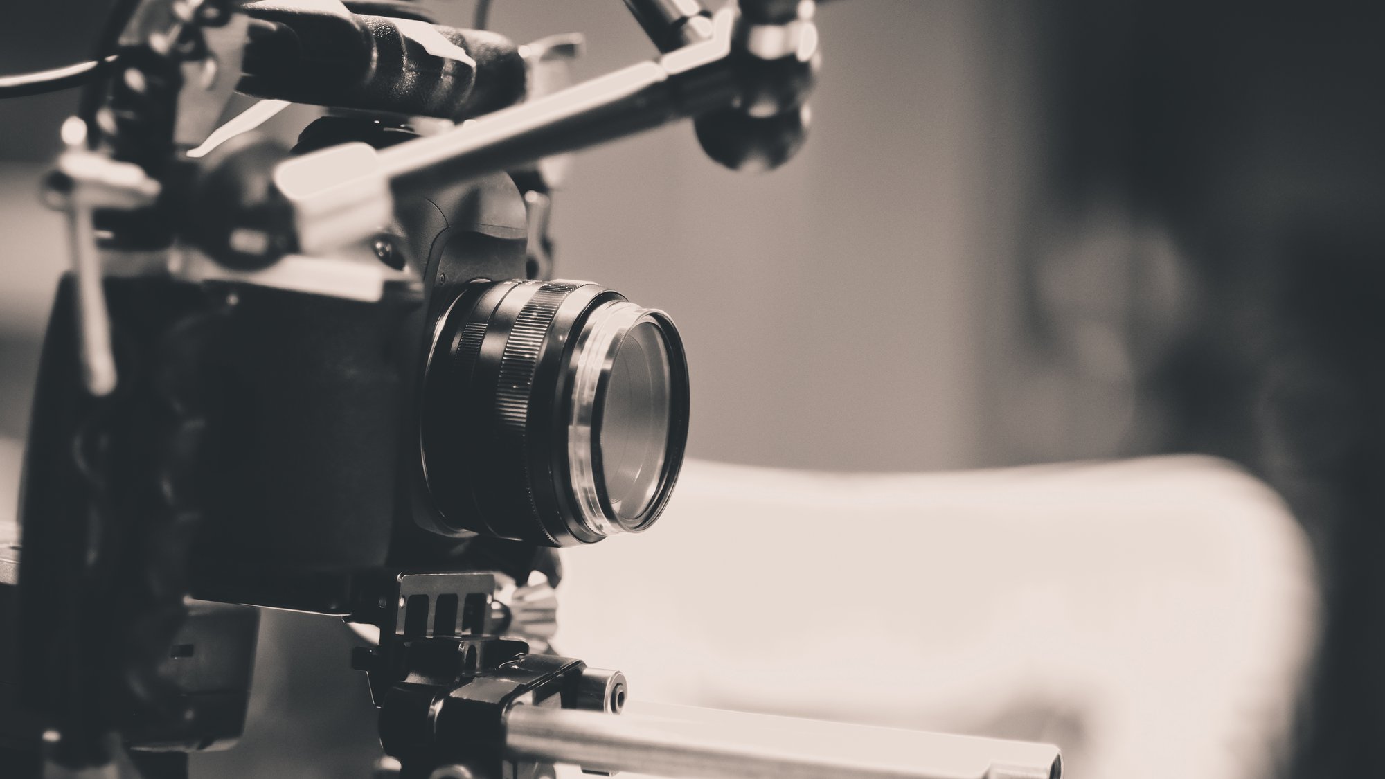 detail of Video camera , film crew production, behind the scenes background